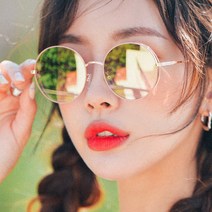헤링본 동글이 금테 선글라스 라운드 썬 패션 투톤 원형 미러 EF306