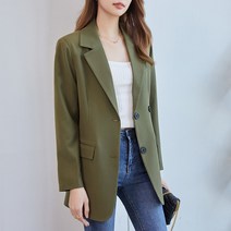 위위브렌 여성용 베이직 심플 투버튼 자켓 세미 정장 데일리 아우터