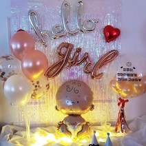 재미제이 베이비샤워 7종 파티풍선세트 헬로우베이비 아기풍선, 1set, 헬로우걸 7종풍선세트