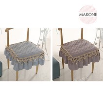 Makone 상표등록 엔틱 수입 고급 식탁의자 방석 레이스 프릴 커버 끈방석