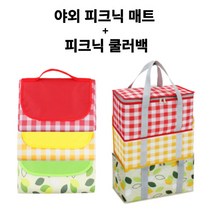 라담 피크닉 돗자리 매트 + 소풍 가방 깔맞춤 세트, 그린 매트+쿨러백