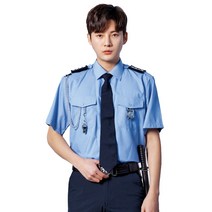 유니보스 UBS681 경비복 반팔 여름 하계 근무 셔츠 스카이블루, 95, 사이즈:95