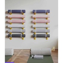 필라테스 폼롤러 마사지 롤러 매트 꽂이 선반 벽걸이, 연한 우드