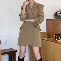 [랜덤플레이]긴소매 싱글 정장 미니 원피스 하객룩