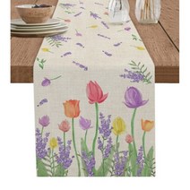 블루 튤립 테이블 러너 장식 홈 디너, 33x91cm, CHC00022