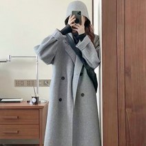 에잇티즈 힙앤 이지 따뜻한 고퀄 오버핏 울 핸드메이드 포근한 클래식 신학기 그레이 더블코트