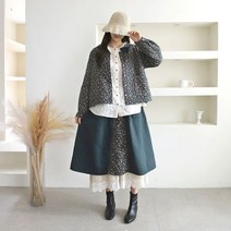 oshu / 여성 여행룩 데일리 유니크한 캉캉 배색 롱스커트