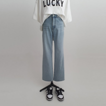 O 여성 색감굿 난스판 중청 스탠다드 세미 부츠컷 데님 청바지 키큰언니추천 국내제작