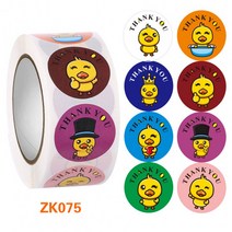 오리 캐릭터 THANKYOU스티커 선물 포장 롤스티커 500PS KK127, ZK075