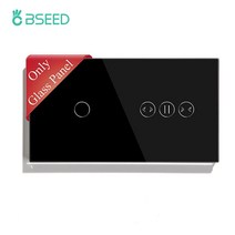 스마트 액자 사진 BSEED EU 표준 벽 패널 커튼 블라인드 터치 라이트 스위치 크리스탈 유리 프레임 DIY 부품 만 157mm, 03 1Gang Black, 01 EU 표준