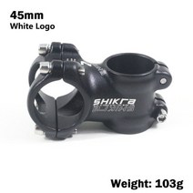 자전거핸들높이 조절 로드 픽시 하이브리드 자전거 일체형 핸들바 드롭바 Shikra 스템 산악 도로 스템 초경량 스템 31.8mm 스템 7도 45 55 65 70 80 90 스템, White logo 45mm