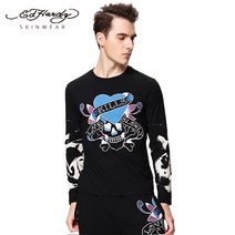 남자긴팔티 가을 트렌드 개성 플라워 프린팅 면 이너 상의 EDHARDY 2475986209