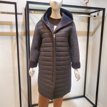 막스카라 누빔 배색 후드 짚업 코트 M14QPJ353