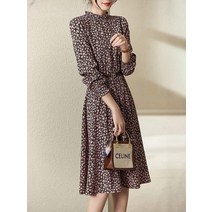Vimly 북유럽 아일랜드 원피스 긴팔 벨트 빈티지 드레스 2023 가을 패션
