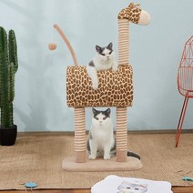 고양이호텔 대형 스크래칭 포스트 기린 모양 씨실 등반 프레임 나무 타워 놀이 집 가구, Giraffe