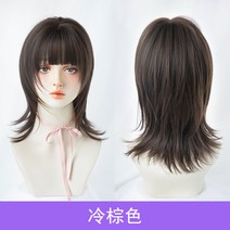 OnePick [안심구매 무료교환] 여성 단발 커트머리 울프테일 패션 가발, 쿨브라운
