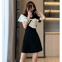 여성 리본 미니원피스 반팔 하객원피스 EJ0013