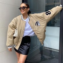 야구 잠바 웨스턴 베이스볼 점퍼 그린 프린트 패션 봄버 코트 가을 겨울 빅사이즈