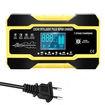 자동차배터리충전기 12v 10a 24v 5a 펄스 수리 lcd 디스플레이 포함 오토바이 앰프 자동 스마트 고속, 노란색 EU 플러그