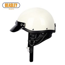 BEASLEY-레트로 전기 오토바이 헬멧 로코모티브 일본 스쿠프 유리 섬유 강화 플라스틱 할리 하프, 04 WHITE