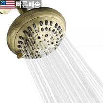 [ShowerMaxx 정품] 럭셔리 스파 시리즈 6가지 스프레이 설정 11.4cm(4.5인치) 조절 가능한 고압 샤워 헤드 고정 장치 경수용 360도 틸트 마사지 시스템 -, Brushed Gold