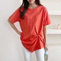 코지 여자 가을 산책 소풍 나들이 러블리 박시 라운드 반팔티