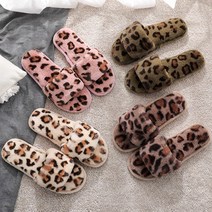 차이온 바닥까지 포근한 레오파드 퍼실내화 4color 퍼슬리퍼 사무실화 거실화 룸슈즈 털실내화