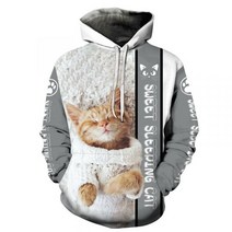 오버핏 후드티 남자큰옷 특이한 빅사이즈 남색 갈색 고양이프린팅