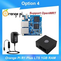 컴퓨터 데모 메인 보드 Orange Pi R1 Plus LTS 1GB RAM Rockchip RK3328 오픈 소스 싱글 보드 케이스 옵션, 04 Option 4