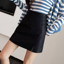 초미니스커트 짧은 가을 치마 미니 스커트 가죽 트임 A라인 K40