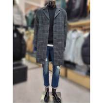 [W몰 톰스토리] T199M-6915A18T8 테일러드 오버핏 타탄체크 모직 코트