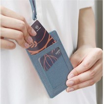 시크릿모드 카드지갑 목걸이 케이스 사원증 릴홀더 출입증 신분증 명찰, 인디고