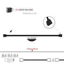 C.M 컴퓨터 VGA 부품 GEFORCE RTX LED 그래픽 카드 DIY 장식 플레이트 명판 라이트 프로그래밍 가능 ARGB, 10 Extension cord 200cm