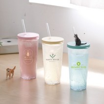 국내생산 주문 제작 심플 빨대컵 670ml 09907 콜드컵 텀블러 플라스틱 아이스 투명 돔 플랫, 옐로우, 옐로우