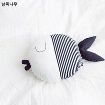 인스타 캐릭터 큐티 쿠션 뽀뽀 물고기 도트 스트라이프 쿠션 소파 홈 매트 메이커 직판, 줄무늬물고기, 45*30CM