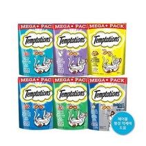 고양이 간식 템테이션 메가팩 대용량 고양이 스낵 간식 6종, 해산물, 180g, 6개