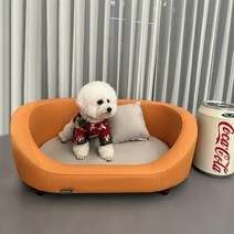 에사 쇼파 여왕 애견 소파 가죽 쿨 방석 매트 펫 강아지, 러브호스오렌지+베이지패브릭침구