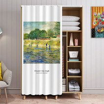 FULE 벽을 다치지 않고 구멍을 뚫지 않는 커튼. 옷장 수납장 슬라이드식 방진 스크린 커튼 벨크로 도어 커튼 거울 선반 오픈 캐비닛 파티션 커튼