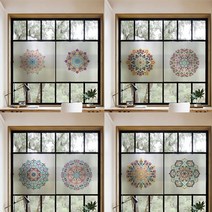 텐트 우레탄창 방풍 바람막이 야외 tpu 만다라 스타일 인쇄 창 필름 정적 유리 종이 발코니 욕실 서리로 덥은 필름 창 스티커, 60x120cm