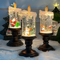 크리스마스 오르골 무드등 캔들 촛대 스노우볼 3type, 촛대 스노우볼(선물산타)