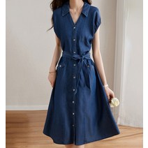 풀인 비엘 스트랩 데님 원피스