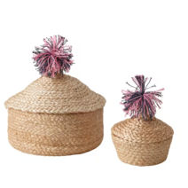 이케아 메빈 바구니+뚜껑2종 황마 라탄 수납 바구니