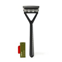 The Leaf Razor 블랙 - 플라스틱 프리 멀티 블레이드 피벗 헤드 면도기 여성 및 남성용 부드러운 면도, Black