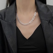 다왕 ZNT027 빅 사각 클립 사슬 언발 체인 목걸이 [써지컬스틸] 선물상자증정 파우치증정 두꺼운 굵은 패션