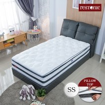 [레스토닉] 천연가죽 필로우탑 투매트리스 침대SS, 슈퍼싱글(SS)/머드그레이