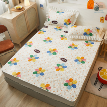 슈퍼 여름 침대 패드 라지 이불 삼베 퀸 방수 면 냉감 워싱 킹 미끄럼 누빔 고정 순면 패밀리 광목, 90x200cm 싱글 매트리스, 면 100% 얇은 매트리스-SJ 헥사곤플라워