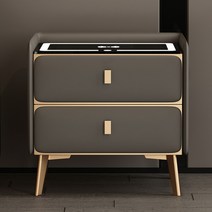 협탁테이블 LED 조명 스마트협탁 서랍 충전 무선 지문잠금 오디오, 한국, 다크그레이삼색조명+무선충전기