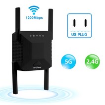와이파이증폭기 익스텐더 5Ghz 와이파이 익스텐더 장거리 무선 부스터 브랜드 듀얼 칩 어댑터 1200Mbps 앰, 04 Black US plug