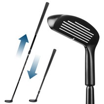 CRESTGOLF 양면형 골프치퍼 골프채 웨지 샤프트 치퍼 좌/우타자 겸용 높이 조절 가능, 블랙