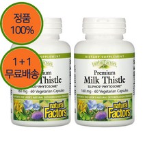 1+1 네추럴팩터스 실리포스 밀크시슬 160mg 60캡슐, 2개